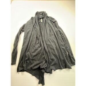 Fabletics Womens‎ Black Open Front Drape Cardigan Ribbed Sleeve 394004 Small